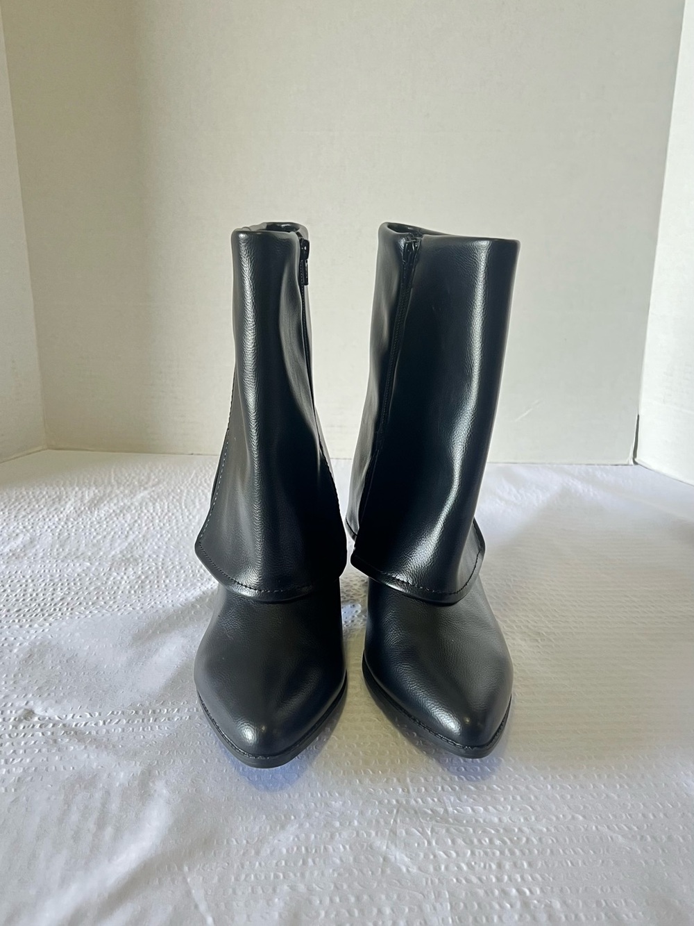 Black Pointed Toe Heeled Boots - Women's